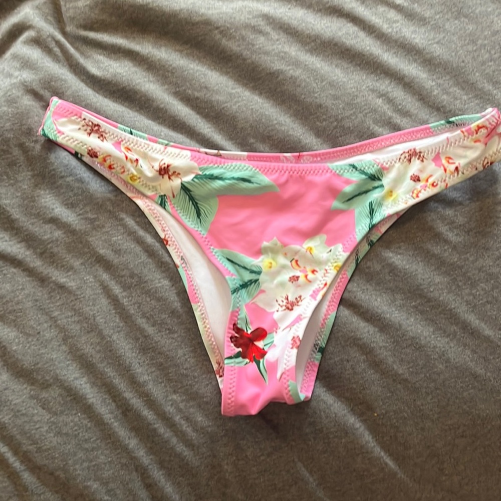 Pink floral bikini bottom